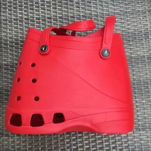 LARGE LUBBER RED RUBBER CROC CLOG BOOT THEME bag